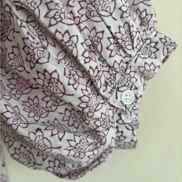 SLV Sur La Vague Women's White And Purple Puff Sleeves Blouse Size 5(M-L) - Picture 5 of 12